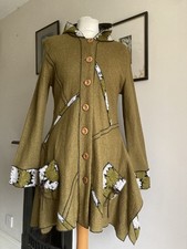 Joe Browns Olive Green Boiled Wool Quirky Arty Coat Size 8