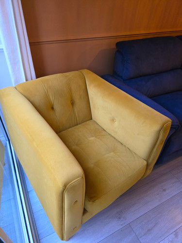 Yellow velvet track armchair - yellow,