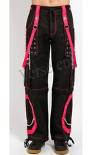 Men Gothic Cyber Chain Trouser Thread Punk Bondage Metal Stud Hot Pink Trousers