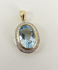 9ct Gold Blue Topaz & Diamond