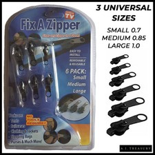 FIX A ZIPPER Tool Universal Repair Replacement Kit 3 Sizes Zip Fixer Slider Clip