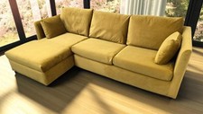 MADE.COM Milner LHF Corner Storage Sofa Bed in Yellow Velvet (1887)