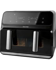 Used Salter Fuzion Dual Air Fryer 8L – Digital LED Touch,Divider,8 Presets,1700W