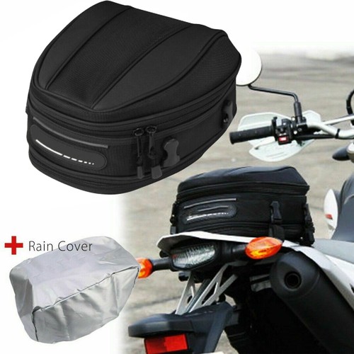 Black motorcycle tail bag - motorcycle,