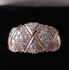 Stunning 9ct Gold Mens Diamond Ring ~ Size W ~ 28 Diamond Cluster Ring