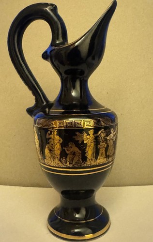 Vintage black gold vase - vintage,