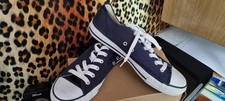Dunlop Ladies Canvas Lace-Up Plimsol in Navy & White size 6