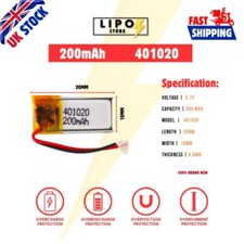 ⚡ 3.7V 401020 200mAh LiPo