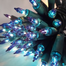 100 x Blue Vintage Retro classic Christmas Xmas Tree Fairy Lights+ fuse Bulb B10