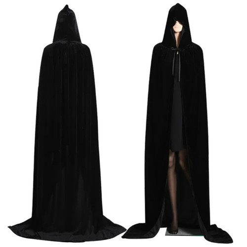 Hooded velvet cloak cape robe - hooded,