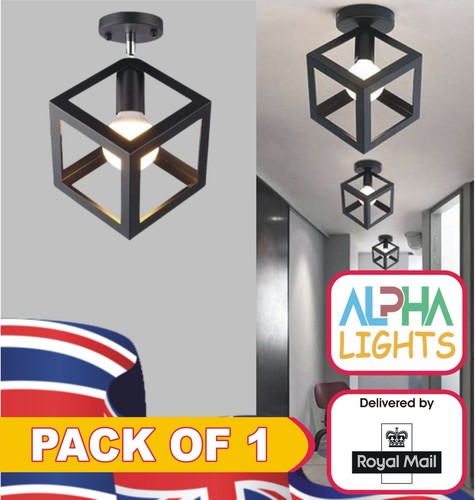 Matt black cube pendant lamp - matt,