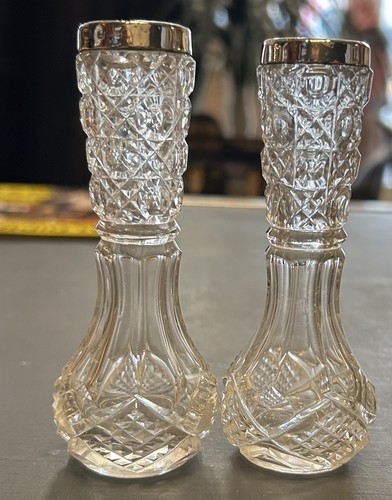 Silver rimmed bud vases - rimmed,
