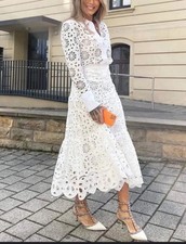 Zara Stunning Co Ord Set High Waist Skirt With Cutwork Embroidery Shirt XS Insta