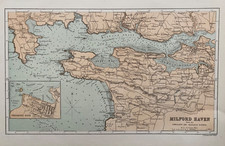 1870 Antique Map: Milford Haven & Pembroke Plan by J. Bartholomew