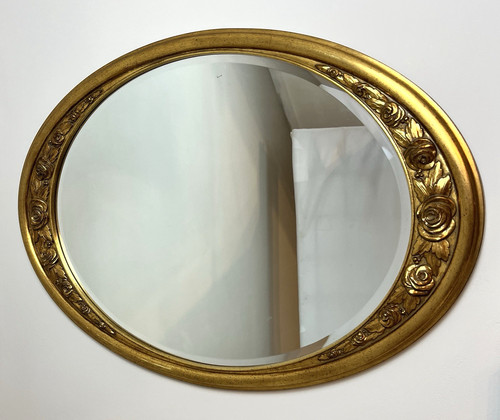 Large vintage gold oval wall - oval,