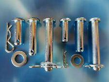 Clevis Pins M10 M12 Dia 10mm 12mm BZP R-Clips Washers 16mm to 130mm Pack of 2