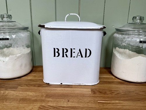 Vintage enamel large bread bin - enamel,