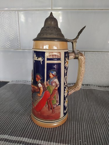 German gerz lidded stein - stein, 10"