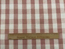 Milly Gingham Linen Fabric Vintage Dusky Pink  280cm Wide Curtain Fabric