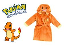 Boys Pokemon Robe Dressing Gown Charmander Orange Fleece Hood Age 5-14 Yrs Size