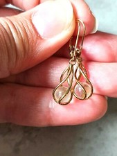 Uri Geller Designer Drop Dangle Earrings 9ct Yellow Gold 375 Rock Stone 