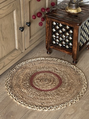 Handmade round jute rug - jute,