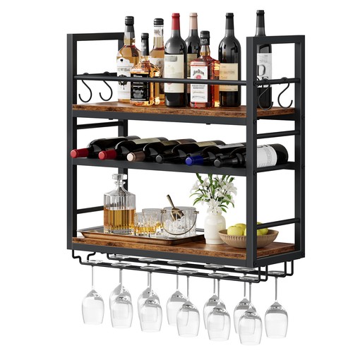 Wall mount wine rack wooden - wine,