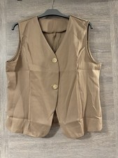 Nude Beige Waistcoat Vest Gold Button Detail XXL (16–18) | Brand New