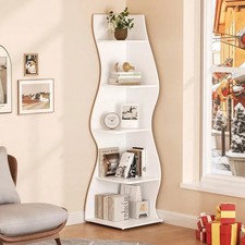 5-Layer Corner Bookshelf Open