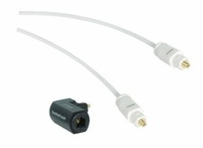 0,5m To 15m Toslink Optical Audio Cable Spdif LWL Slim (White)+Adapter (Option)