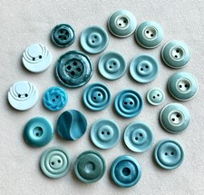 Vintage Turquoise Blue Green Mixed Designs Buttons, Some Match, 12-25mm, Lot