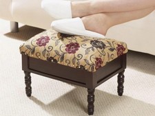 Floral Fabric Footstool with