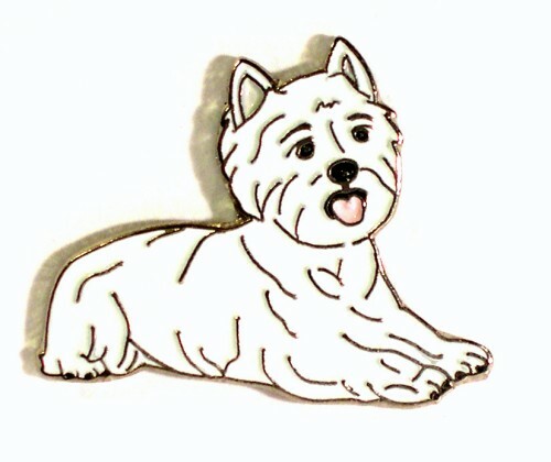 White westie dog enamel - white,