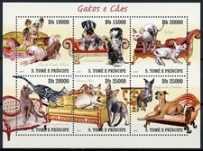Sao Tome & Principe Cats & Dogs Stamps 2010 MNH Cesky Terrier Devon Rex 6v M/S