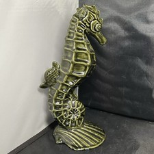 Price & Kensington Seahorse 10” Mid-Century Green Glazed Pottery Made In England