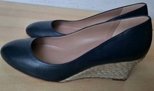 LK Bennett Eevi Navy Blue Nappa Leather Espadrille Wedge Shoe UK7 EU40 US9.5