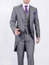 Mens Silver Grey Wedding Evening Formal Suit Jacket Tailcoat Ascot Morning