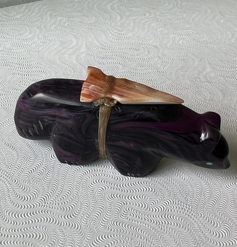 Zuni purple wolf fetish - fetish, by