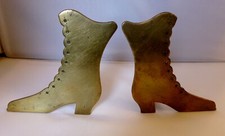 Pair of Antique Victorian fire side mantel Brass Boots good luck decorations
