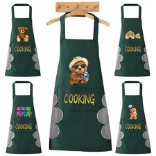 Bear Unisex Apron for Kitchen Cooking Baking BBQ Catering Chef Apron Pocket