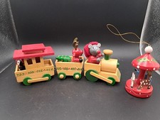Vintage Wooden Santa Christmas Train R. Dakin & Co. And Carousel Set Taiwan