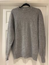 Vintage Men's Clan Royal Scotland Shetland Wool Light Grey Cable Jumper Size XL