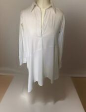 ZARA Women’s White Shirt Dress S Oversized Cotton Asymmetrical High Low Long Top