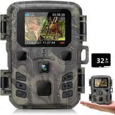 32GB Mini Wildlife Trail Camera 24MP 1080P Game Hunting Cam Night Vision Outdoor