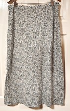 Laura Ashley cotton long skirt white and blue with tiny flower print size 16