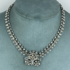Antique Vintage Necklace art deco crystal paste leaf collarette 16''