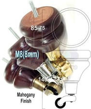 2x Wooden Furniture Legs M8 Replacement Feet With Castors Chair, Settee 150mm