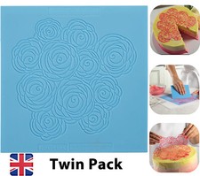 x2 Silicone Floral Mould Flower Topper Border Mat Icing Fondant Cake Decorating