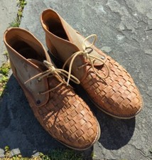 Men's Leather Canvas Feud Britannia Shoes Ankle Boots Size 10 / 44 Chestnut 