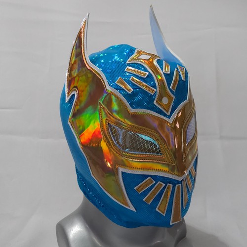 Blue gold wrestling mask - blue,